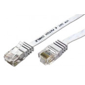 Patch kabel UTP cat 6, 10m plochý - bílý