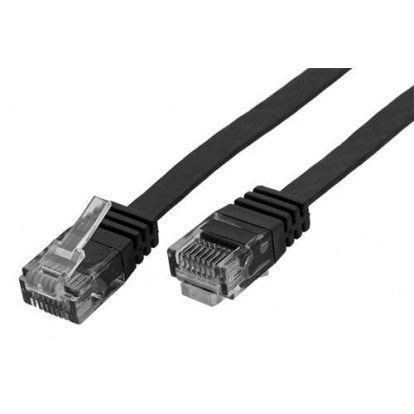 Patch kabel UTP cat 6, 2m plochý - černý
