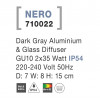 Svítidlo Nova Luce NERO R WALL GREY 2 nástěnné, IP 54, GU10