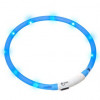 LED světelný obojek modrý viditelný až cca 500 m. Dobíjecí baterie pomocí USB kabelu - žádné jiné baterie nutné - voděodolná - blikající světlo nebo kontinuální světlo. Velikost 20-75 cm