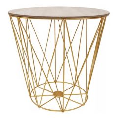 Konferenční stolek 35x35 cm SPRINGOS RINO zlatý/šedý dub