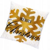 Povlak na polštář 40x40 cm Merry Christmas bílo-zlatý