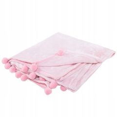 Deka 160x200 cm s bambulemi SPRINGOS POMPY růžová