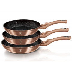 BERLINGERHAUS Pánev s mramorovým povrchem sada 3 ks Rosegold Metallic Line BH-1278