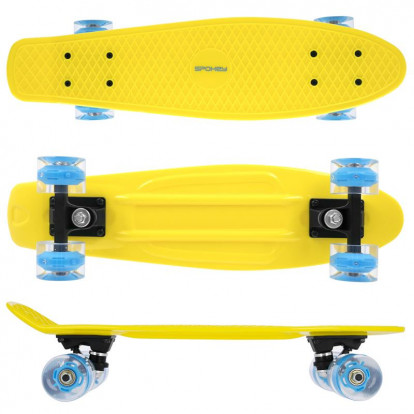 Spokey FISH Pennyboard se svíticími LED kolečky, žlutý