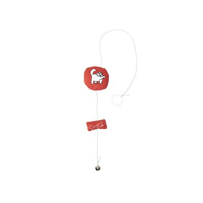 Karlie Hračka pro kočky - Simons Cat červený oválný polštářek na provázku Kráva 6x6x2cm