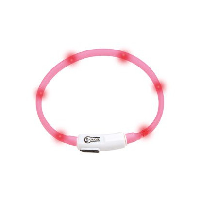 Karlie LED světelný obojek pro kočky růžový obvod 20-35cm