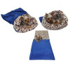 Marysa pelíšek 3v1 pro psy, modrý/hnědá kolečka, velikost XL