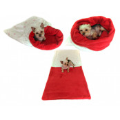 Marysa pelíšek 3v1 pro psy, srdíčka/červený, velikost XL