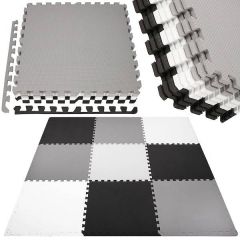 Pěnová puzzle podložka 60x60x1,2 cm sada 9ks SPRINGOS FM0026 šedo-černá