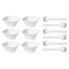 EXCELLENT HOUSEWARE Sada porcelánových misek se lžičkou 12 ks čtverec KO-798000050ctve