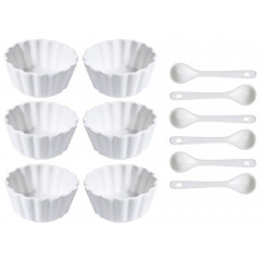 EXCELLENT HOUSEWARE Sada porcelánových misek se lžičkou 12 ks vlnovka široká KO-798000050vlsi