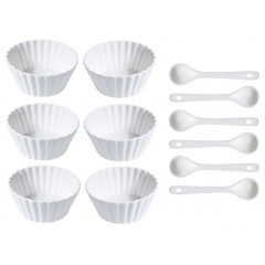 EXCELLENT HOUSEWARE Sada porcelánových misek se lžičkou 12 ks vlnovka úzká KO-798000050vluz