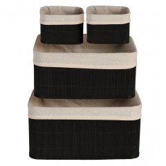 EXCELLENT HOUSEWARE Úložné košíky sada 4 ks bambus / textil černá KO-HX9100610