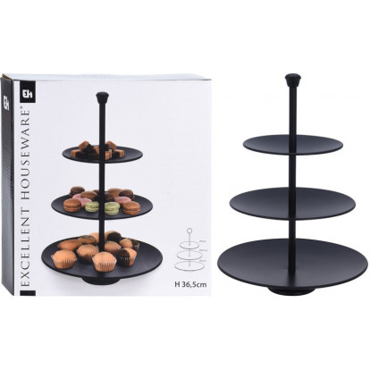 EXCELLENT HOUSEWARE Etažér třípatrový nerez matná černá KO-A12405490