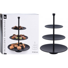 EXCELLENT HOUSEWARE Etažér třípatrový nerez matná černá KO-A12405490