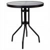 Elegantní zahradní stolek o průměu 60 cm. Pro 2-4 osoby, stabilní kovová konstrukce, deska z bezpečnostního skla, nosnost 60 kg.