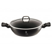 BERLINGERHAUS Pánev WOK s poklicí a mramorovým povrchem 30 cm Black Silver Collection BH-7113