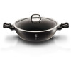 BERLINGERHAUS Pánev WOK s poklicí a mramorovým povrchem 30 cm Black Silver Collection BH-7113