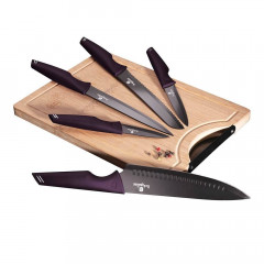 BERLINGERHAUS Sada nožů s nepřilnavým povrchem + prkénko 6 ks Purple Eclipse Collection BH-2832