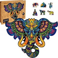 Puzzle dřevěné, barevné - Posvátný Slon
