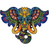 Puzzle dřevěné, barevné - Posvátný Slon