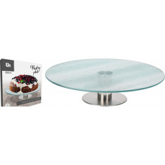 EXCELLENT HOUSEWARE Podnos na dort servírovací sklo mléčné 30 cm KO-101001040