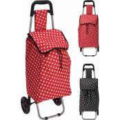 EXCELLENT HOUSEWARE Nákupní taška na kolečkách 30 l puntíky černá KO-116000090cern
