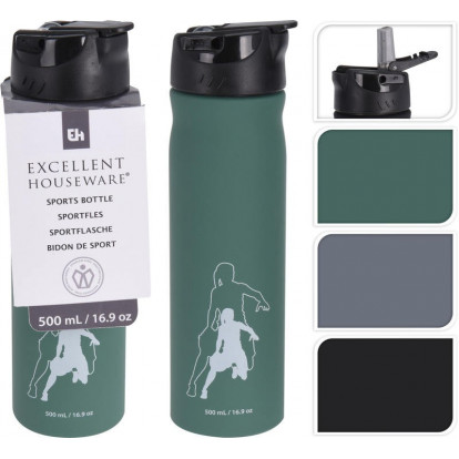 EXCELLENT HOUSEWARE Lahev na vodu sportovní nerez 0,5 l šedá KO-170456550seda