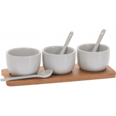 EXCELLENT HOUSEWARE Servírovací misky se lžičkami porcelán / bambus KO-795880010