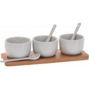 EXCELLENT HOUSEWARE Servírovací misky se lžičkami porcelán / bambus KO-795880010