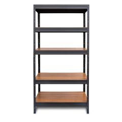 Kovový regál DRABEST RP120 180x90x40 cm 5 polic černá/ořech