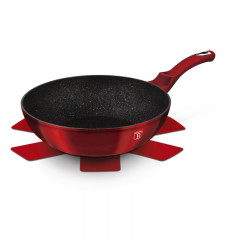 BERLINGERHAUS Pánev WOK s mramorovým povrchem 30 cm Burgundy Metallic Line BH-6166