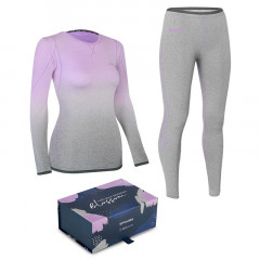 Spokey FLORA Set dámského termoprádla v dárkovém balení - triko a spodky, fialovo-šedá, vel. S/M - L/XL