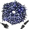 LED světelný řetěz se záblesky vhodný pro vnitřní i venkovní použití. Úsporné led diody, voděodolné provedení, krytí IP44. Délka světelné části 25 m, napájecí kabel 1,5 m. Barva studená bílá + záblesky modrá, 300 led.