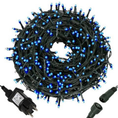 LED světelný řetěz - 27,5m, 500LED, 8 funkcí, IP44, modrá