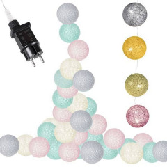 LED světelný řetěz Bavlněné koule 6cm - 7,5m, 30LED, teplá bílá