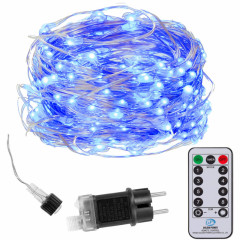 LED řetěz Nano - 48m, 480LED, 8 funkcí, ovladač, IP44, modrá
