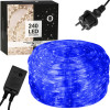 LED světelná hadice s programátorem a 8 světelnými funkcemi. Úsporné led diody, vnitřní i venkovní použití, voděodolné provedení, krytí IP44. Délka světelné části 20 m, napájecí kabel 1,5 m. Barva modrá, 480 led.