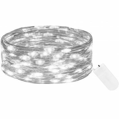 LED řetěz Nano - 1m, 10LED, 2xCR2032, studená bílá