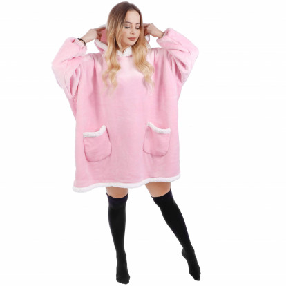 Mikinová deka Oversized růžová SPRINGOS
