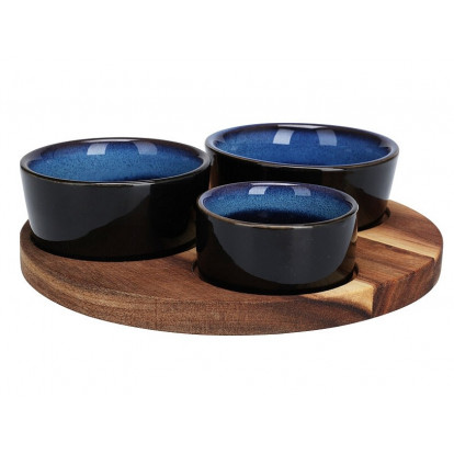 EXCELLENT HOUSEWARE Servírovací misky s kulatým podnosem sada 4 ks modrá KO-278000710modr