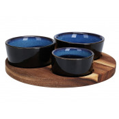EXCELLENT HOUSEWARE Servírovací misky s kulatým podnosem sada 4 ks modrá KO-278000710modr