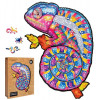 Puzzle dřevěné, barevné - Hypnotický chameleon