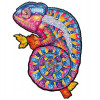 Puzzle dřevěné, barevné - Hypnotický chameleon