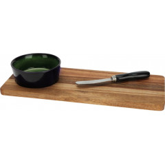 EXCELLENT HOUSEWARE Servírovací podnos + miska a nůž sada 3 ks tmavě zelená KO-278000720zele