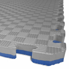TATAMI PUZZLE podložka - Dvoubarevná - 100x100x2,6 cm - šedá/modrá