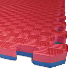 TATAMI PUZZLE podložka - Dvoubarevná - 100x100x3,0 cm - červená/modrá