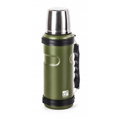 Termoska G21 na pití, 1000 ml, khaki zelená s rukojetí