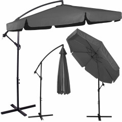 Zahradní slunečník 300 cm, tmavě šedý SPRINGOS EXCLUSIVE